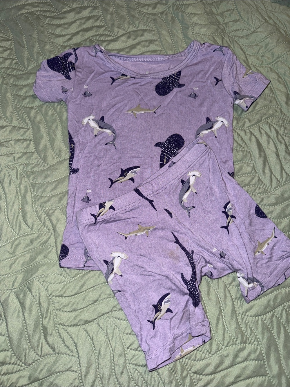 Kyte BABY Lavender Shark Print Short Pajama Set
